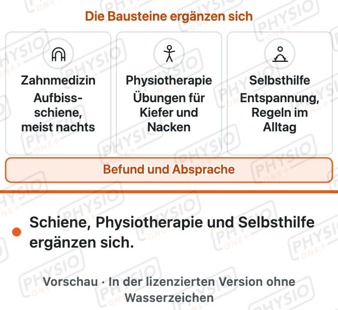 Vorschau: Aufbissschiene und Physiotherapie