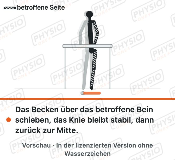Vorschau: Gewicht auf das betroffene Bein verlagern