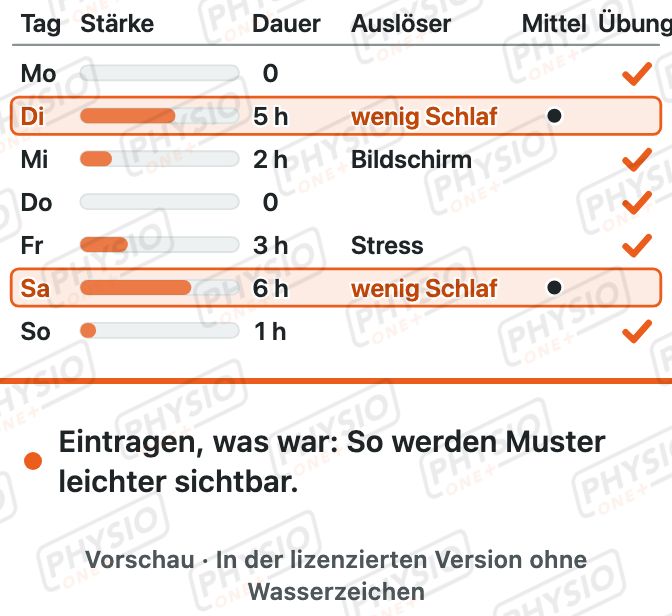 Vorschau: Kopfschmerz-Tagebuch